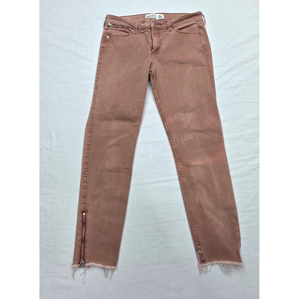 Abercrombie‎ & Fitch Ankle Jean 6R Terracotta Pink Zipper Skinny Jeans W28 L26